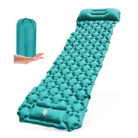 Olutata Inflatable Sleeping Mat with Built-in Foot Pump and Pillow, Lightweight and Compact Air Mattress for Camping, Hiking, and Backpacking, Durable 40D Nylon