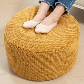 Beawelkomjo Pouf Ottoman Foot Rest Living Room Floor Pouf Lightweight Modern Stuffed Poof Foot Stool Perfect 20x12 Inches Underdesk Foot Rest for Office (Light Coffee)