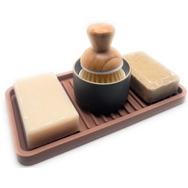 Happitasa Silicone Kitchen Sink Organizer Tray, Sponge Holder and Countertop Protector | Bathroom and Kitchen Soap Dish and Dispenser Tray (Mocha, 10"x5.25")