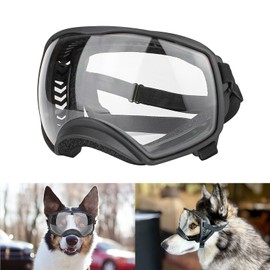 Enjoying Clear Dog Goggles Large Breed, Dog Sunglasses for Medium Large Dogs, Summer UV Dog Eye Protection, Winter Dog Snow Goggles, Transparent