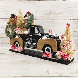 AGD Christmas Decor - Highland Scottish Cow Vintage Truck Figurine Decor