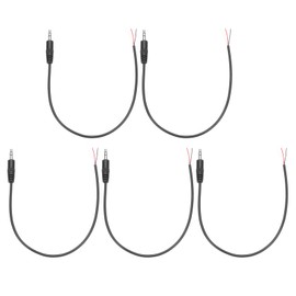 MECCANIXITY 5pcs 3.5mm Male Jack to Bare Wire Open End Replacement TRS 3 Pole Stereo 1/8" Audio Cable Plug Jack for Earphone Headphone Cable Repair, 0.30m
