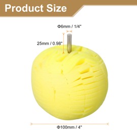 HARFINGTON 3pcs Ball Buffing Polishing Pads 4 Inch Heavy Cut Sponge Car Wheel Polishers Detail Polisher Tool with 1/4" Dia Shank for Automotive Car Metal Plastic Ceramic, Yellow