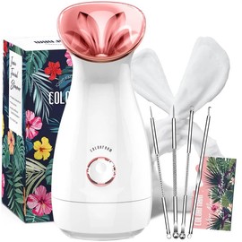 Facial Steamer Nano Ionic Hot Mist Face Steamer Home Sauna SPA Face Humidifier Atomizer for Women Men Moisturizing Unclogs Pores Spa Quality-Contain a headband, 4 blackhead acne needle beauty device   Facial Steamer
