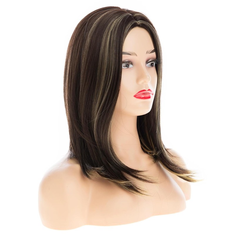 Beweig Brown Wigs for Women Shoulder Length Straight Middle Part