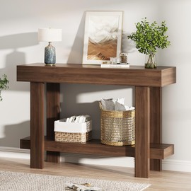Console Table for Entryway, 47.2" Narrow Farmhouse Sofa Table Walnut
