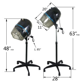 SEGAWE 1300W Adjustable Hooded Floor Salon Hair Bonnet Dryer Stand Up W/Wheels