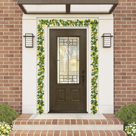 U'Artlines 4Pcs Total 22 Ft Artificial Lemon Garland Spring Summer Faux Fruit Vine Garlands with Greenery for Door Wall Mantle Wedding Party Table Decorations