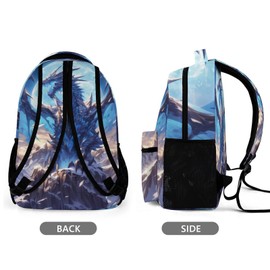 KOYI Kids Dragon Backpack Cool Blue Dragon with Moon School Backpack, Crazy Dragon Art Backpack for Boys, Elementary Boys Girls Travel Laptop Backpack for Dragon Lover, 16.5 Inch