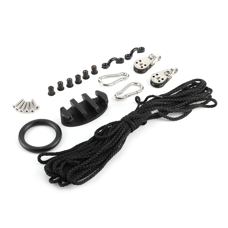 Anchor Trolley Kit with Rope Pulley Pad Eyes for Kayak
