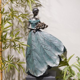 Guichifun Fairy Statue Collection Home Decoration - 22IN Leaf Angel Girls Resin Large Home Decor for Outside or Inside Rustic Garden Outdoor Yard Fantasy Figurines Gift 13.75 x 8.75 x 22 Inch
