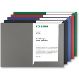 Presentation Folder A4 in Stone Grey (Pack of 10) – Very Sturdy 350 g/m² Natural Cardboard – Direct from the Manufacturer STRATAG – Versatile for Your Offers, Exposes, Projects or Annual Reports