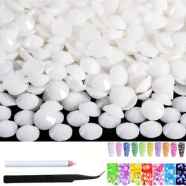 10000pcs 4mm Solid White Bedazzling gem Flatback Rhinestones Bulk Colorful Rhinestones for Nails DIY Nail Art, face Stickers, Body Art, Clothes, Bags, Craftsman's Jewelry
