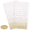 Gexolenu 2 Pack White and Gold Disposable Plastic Tablecloth for