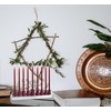 Ner Mitzvah Aluminum Candle Menorah - Silverstone Red Pomegranates -