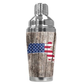 Mugzie brand 16-Ounce Cocktail Shaker with Insulated Wetsuit Cover - Massachusetts Map