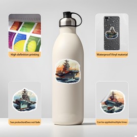 Aircraft Carrier Stickers for Laptop (50 Pieces), Gift for Children, Teenagers, Adults, Boys, Carrier Waterproof Vinyl Sticker Stickers for Scrapbooking, Skateboard, Car, Luggage