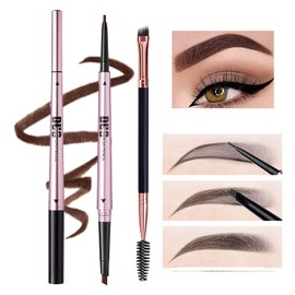 Mihqy Eyebrow Pencil, with Eyebrow Brush, Double Ended Precision Waterproof Brow, Professional Makeup Eyebrow Pencil, Waterproof Long-Lasting Eyebrow Pencil (2 Pieces, Coffee)