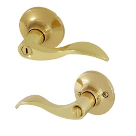 Honeywell Safes & Door Locks 8106002 Wave Privacy Door Lever, Polished Brass