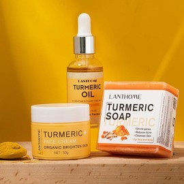 3 PCSターメリックスキンケアセット-ターメリックハイドレーティングクリーム50 g+ターメリックセラムエッセンシャルオイル100 g+ターメリックコウジ酸ソープ100 g aceスキン&バリアリペア改善スキンコンディション