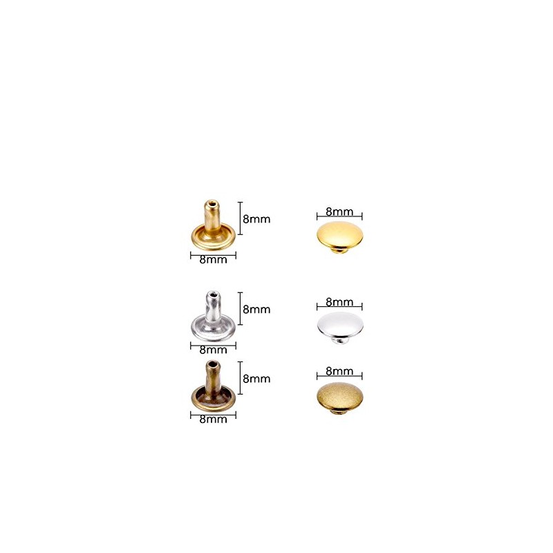 Remaches de piel de doble tapa de 8 mm x
