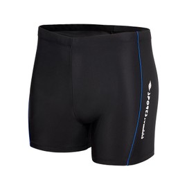 KANAV Men's Athletic Square Leg Swimsuit Jammers Durable Compression Swim Briefs Training Bathing Swimming Shorts Black