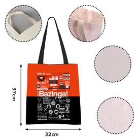VAMSII Big Bang Theory Tote Bag Big Bang TV Show Gift Leonard And Sheldon Fans Inspired Gift (Bazinga tote)