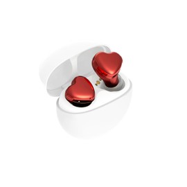 AVIOT TE-I3 Cute Heart-Shaped Wireless Earbuds for Small Ears with Clear Hard Case, Bluetooth 5.3, Up to 23 Hours Playtime, IPX4 Waterproof, Multipoint Connection, Ambient Sound, Bulid in Mic (Red)