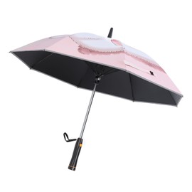 Portable Umbrella with Fan Reflective UPF 50+ Sun and Rain Umbrella 8 Ribs Folding Travel Umbrella with Cooling Fan
