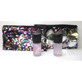 MAC GIFT SET SEQUIN MAKEUP BAG & PREP+ PRIME FIX+ LAVANDER *LOT OF 2*