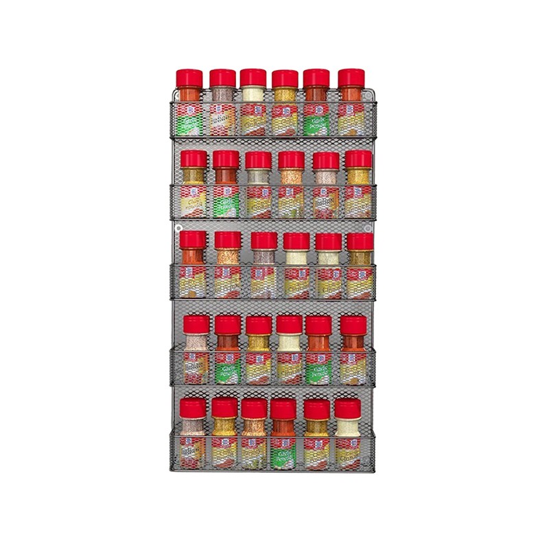 Spice Rack Organizer - Space-Saving Wall-Mount 5-Tier Wire Shelves for