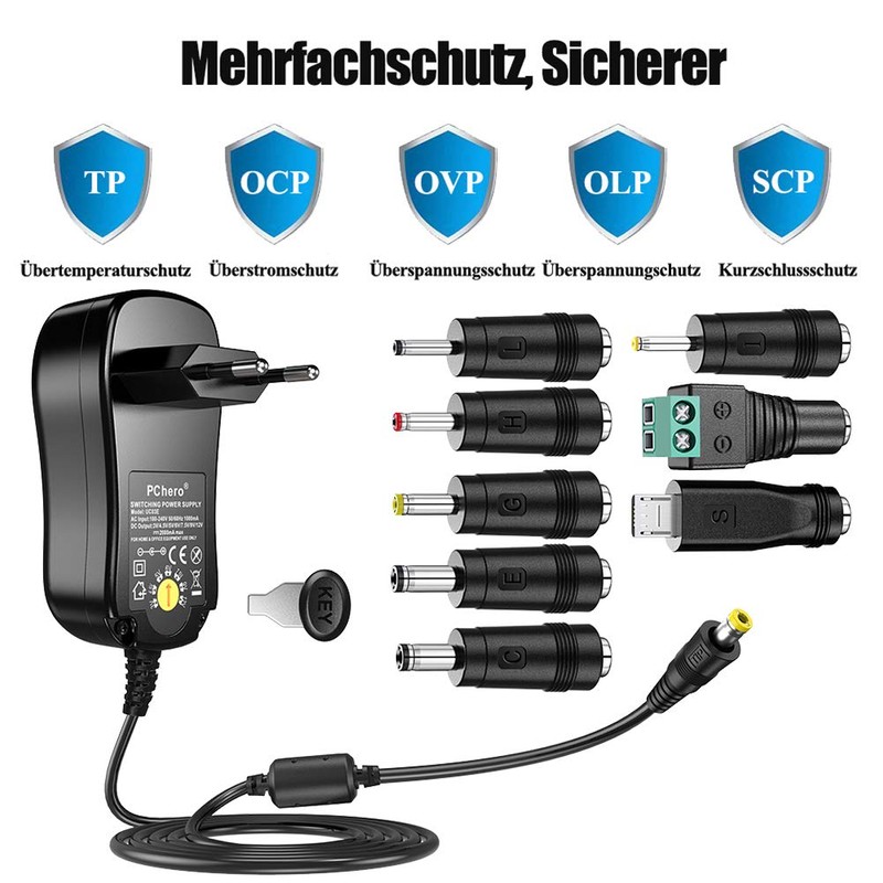 PChero 24 W Universal Power Supply with 8 Removable DC
