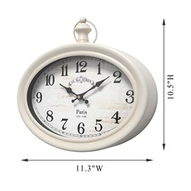 Ddysins Retro Oval Wall Clock. White Vintage Antique Style. Battery Operated Silent Wall Clocks for Farmhouse, Living Room,Kitchen,Bedroom,Bathroom (10.5" H x 11.3" W)