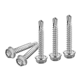 DTGN #10x1-1/4" Hex Washer Head Self Drilling Screws - 100Pack - Good for Machine - 410 Stainless Steel - Self Tapping Sheet Metal Screws
