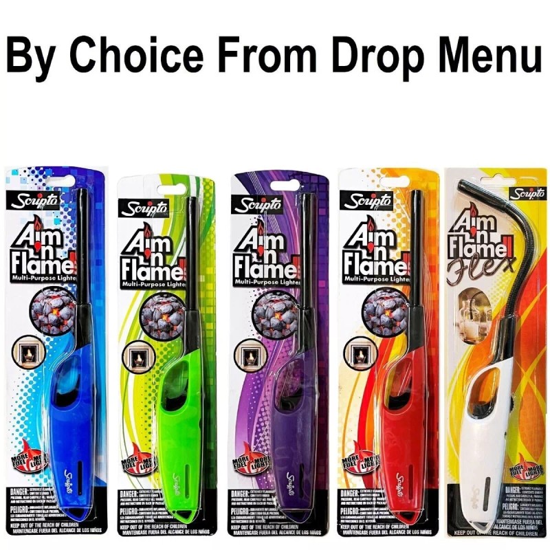 Scripto Multi-Purpose Aim'n Flame II Lighter Random Color, PACK of