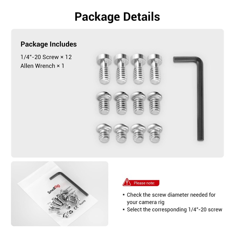 SMALLRIG 1/4 Inch Screws for DSLR Camera Cage or Additional