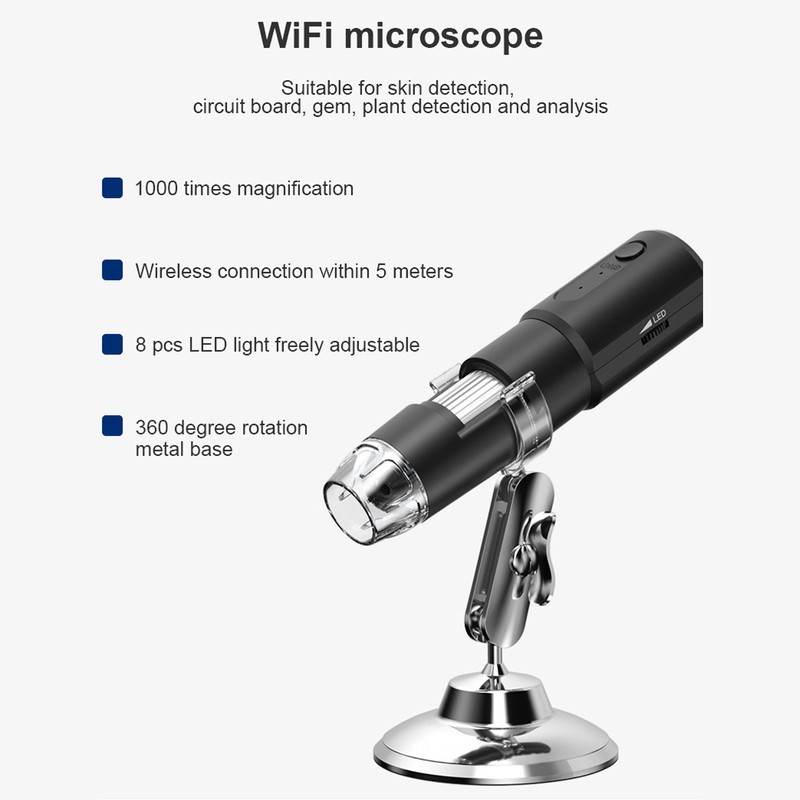 Wireless Digital Microscope 50X to 1000X USB Mini Black Handheld
