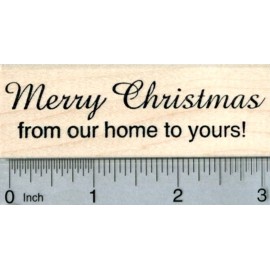RubberHedgehog Merry Christmas Rubber Stamp, From our home to yours H31406 WM