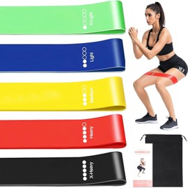 MYDEAR Bandas De Resistencia Elásticas con 5 Niveles Ejercicios Cintas Elasticas Fitness de Látex Natural, Bandas Elasticas Musculacion para para Yoga, Pilates, Crossfit, Estiramientos