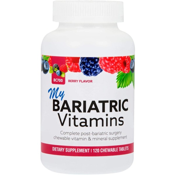Bariatric Choice - My Bariatric All-in-One Multivitamin Chewable with 300 mg of Calcium - Designed for Post Bariatric Surgery - Chewable Vitamin Supplements - Berry Flavor - 120 ct
