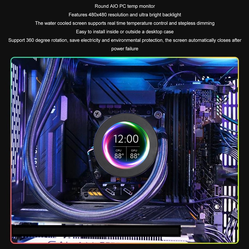 2.1 Inch AIO Computer Temp Monitor CPU Cooler LCD Display