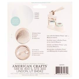 We R Memory Keepers, Button Press Refill-Medium, 25 Pack, 37mm Medium Homemade Buttons, Create Custom Buttons for School Name Tags, Work Holidays, or Church Kid Activities