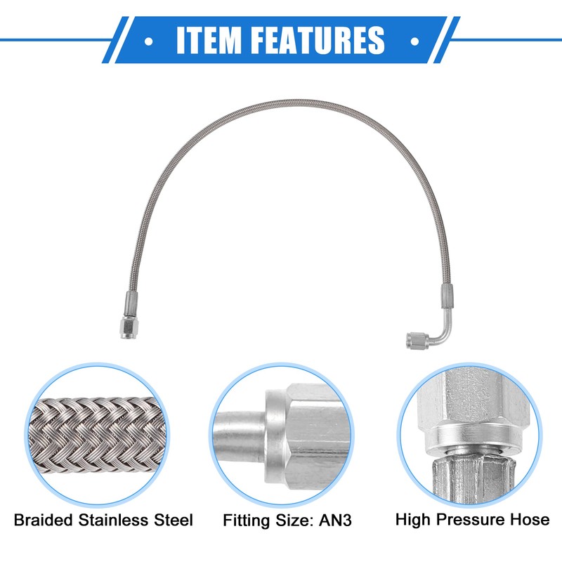 X AUTOHAUX AN3 Car Turbo Oil Feed Line 90° to