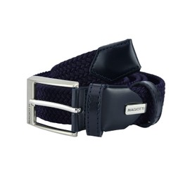 Biagiotti Braided Elastic Belt, Men and Women, with Genuine Leather Inserts and Gift Box
