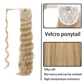 Long Curly Ponytail Hairpiece, Synthetic Hair Extensions, Braid Hair Extension for Women, Girls, Hairpieces, Natural, Heat Resistant Wig, Brown Blonde for Women, 60 cm