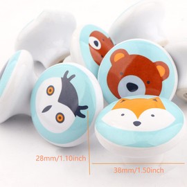 Ceramic Pull Handles Drawer Pulls Round Drawer Knobs Cabinet Knobs with Screws for Children Bedroom Pack of 12 Owl