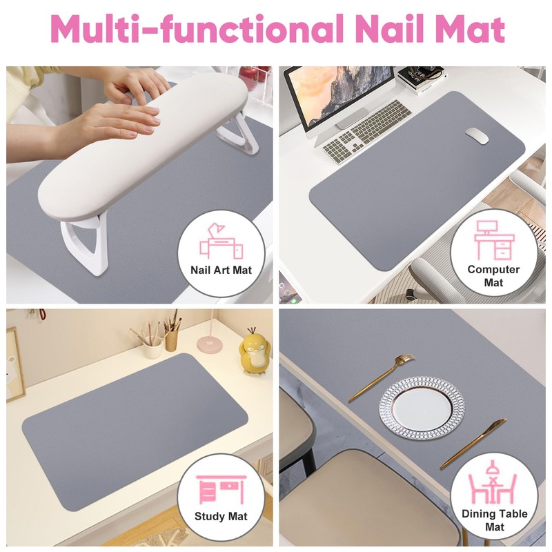 Subay Nail Art Table Mat, Fiber PU Leather Nail Arm