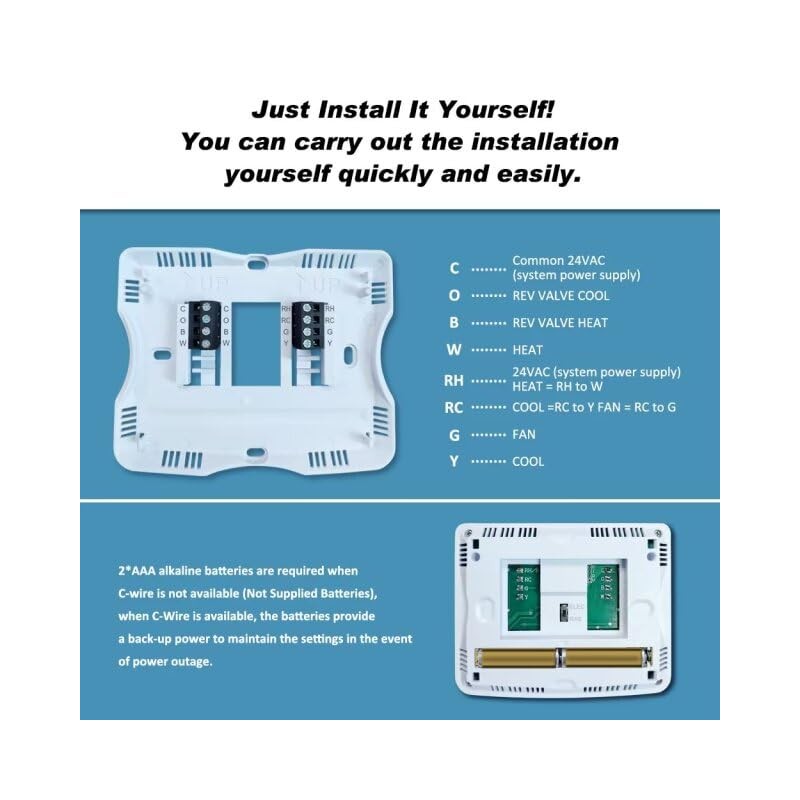 Programmable Thermostat for House, 1 Heat/1 Cool, Extra Large Display,