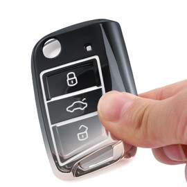 OATSBASF OATSBASF Car Key Case For VW, Key Case Compatible with VW Golf 7 MK7Silicone Key Case, Key Box Cover for VW Polo, Skoda, Tiguan, 3 Buttons JBS-Black