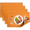 Herda Orange Faux Leather Fall Placemats,4 Set PU Leather Dining